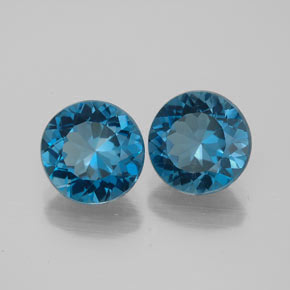 Gemas de topacio azul natural de  ct, corte redondo, VVS