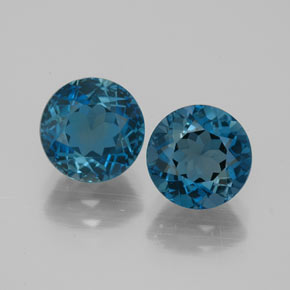 Gemas de topacio azul natural de  ct, corte redondo, VVS