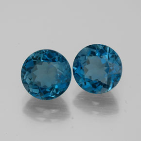 Gemas de topacio azul natural de  ct, corte redondo, VVS