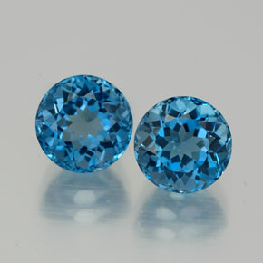 Gemas de topacio azul natural de  ct, corte redondo, VVS