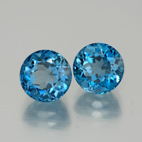 Gemas de topacio azul natural de  ct, corte redondo, VVS