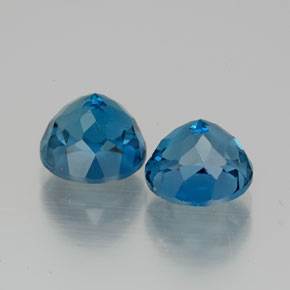 Gemas de topacio azul natural de  ct, corte redondo, VVS
