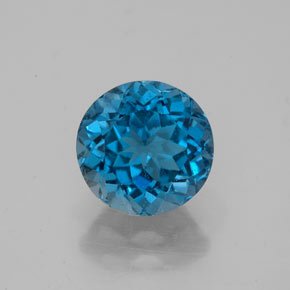 Topacio azul natural de 2,63 ct, corte redondo, VS-SI