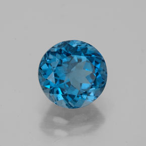 Topacio azul natural de 2,63 ct, corte redondo, VS-SI