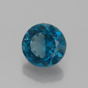 Topacio azul natural de 2,32 ct, corte redondo, VVS