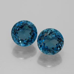 Gemas de topacio azul natural de  ct, corte redondo, VVS