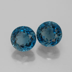 Gemas de topacio azul natural de  ct, corte redondo, VVS