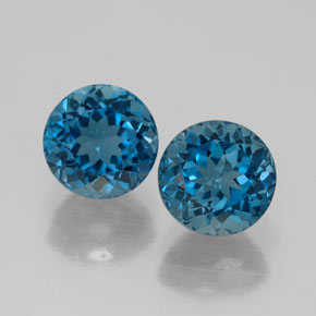 Gemas de topacio azul natural de  ct, corte redondo, VVS