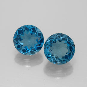 Gemas de topacio azul natural de  ct, corte redondo, VVS