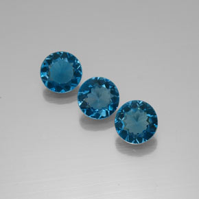 Gemas de topacio azul natural de  ct, corte redondo, VVS
