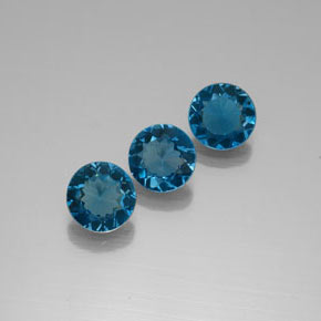 Gemas de topacio azul natural de  ct, corte redondo, VVS