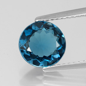 Topacio azul natural de 2,05 ct, corte redondo, VVS-VS
