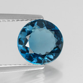 Topacio azul natural de 2,05 ct, corte redondo, VVS-VS