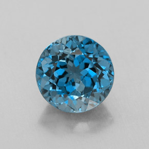 Topacio azul natural de 2,60 ct, corte redondo, VVS-VS