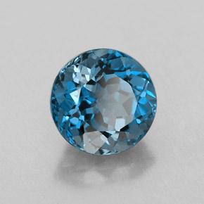 Topacio azul natural de 2,60 ct, corte redondo, VVS-VS
