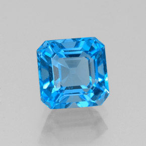 Topacio azul natural de 2,23 ct, corte esmeralda, VS-SI