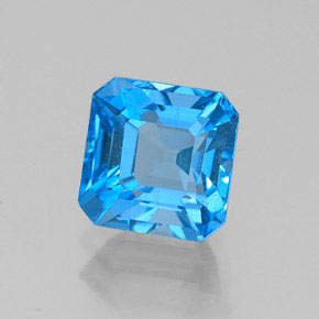 Topacio azul natural de 2,23 ct, corte esmeralda, VS-SI