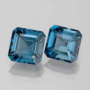 Gemas de topacio azul natural de  ct, corte esmeralda, VVS-VS