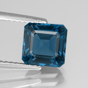 Topacio azul natural de 2,32 ct, corte esmeralda, VVS