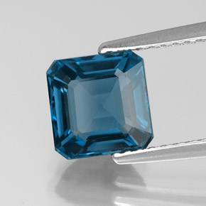 Topacio azul natural de 2,32 ct, corte esmeralda, VVS