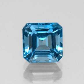 Topacio azul natural de 2,41 ct, corte esmeralda, VVS