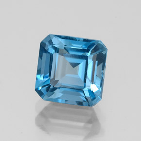 Topacio azul natural de 2,41 ct, corte esmeralda, VVS