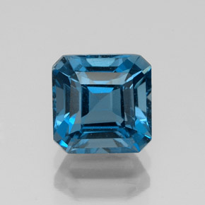 Topacio azul natural de 2,58 ct, corte esmeralda, VVS