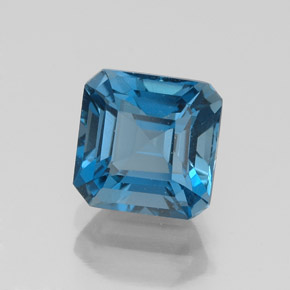 Topacio azul natural de 2,58 ct, corte esmeralda, VVS