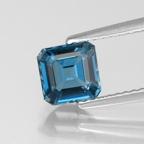 Topacio azul natural de 1,27 ct, corte esmeralda, VVS