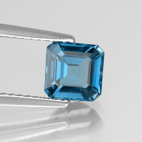 Topacio azul natural de 1,27 ct, corte esmeralda, VVS