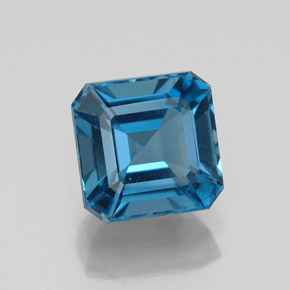 Topacio azul natural de 2,44 ct, corte esmeralda, VS