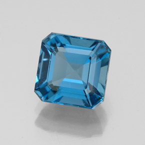 Topacio azul natural de 2,44 ct, corte esmeralda, VS