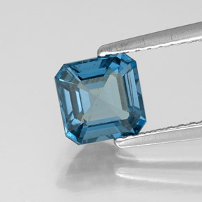 Topacio azul natural de 1,31 ct, corte esmeralda, VS