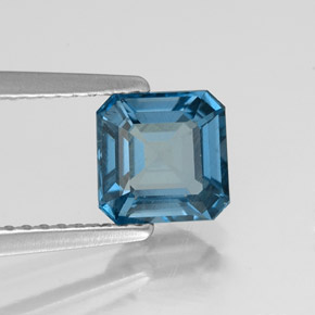 Topacio azul natural de 1,31 ct, corte esmeralda, VS