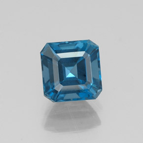 Topacio azul natural de 1,58 ct, corte esmeralda, VVS-VS