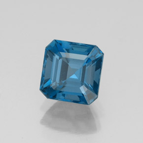 Topacio azul natural de 1,58 ct, corte esmeralda, VVS-VS