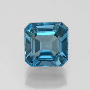 Topacio azul natural de 1,44 ct, corte esmeralda, VVS