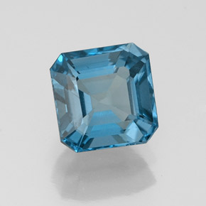 Topacio azul natural de 1,44 ct, corte esmeralda, VVS