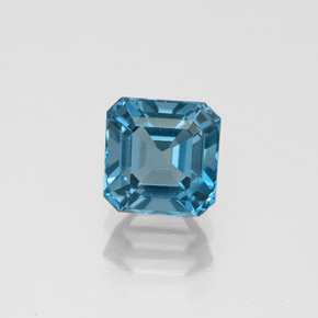 Topacio azul natural de 1,65 ct, corte esmeralda, VVS
