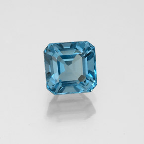 Topacio azul natural de 1,65 ct, corte esmeralda, VVS