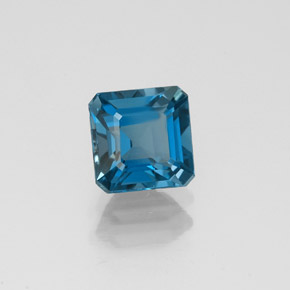 Topacio azul natural de 1,44 ct, corte esmeralda, VVS