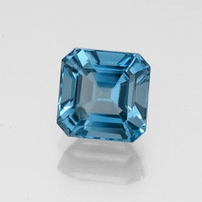 Topacio azul natural de 1,47 ct, corte esmeralda, VVS