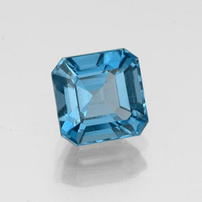 Topacio azul natural de 1,47 ct, corte esmeralda, VVS