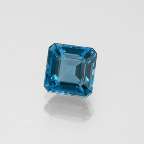 Topacio azul natural de 1,37 ct, corte esmeralda, VVS-VS