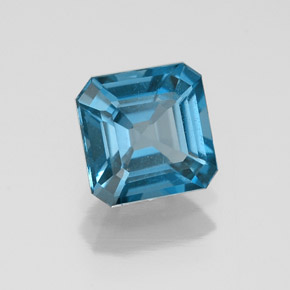 Topacio azul natural de 1,23 ct, corte esmeralda, VS