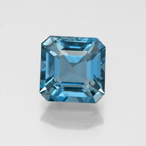 Topacio azul natural de 1,37 ct, corte esmeralda, VS