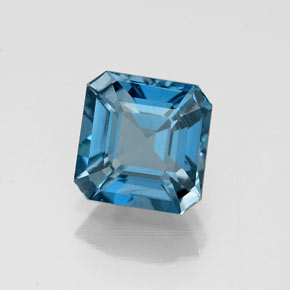 Topacio azul natural de 1,37 ct, corte esmeralda, VS