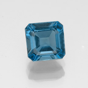 Topacio azul natural de 1,50 ct, corte esmeralda, VS