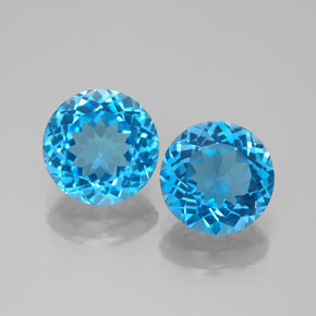 Gemas de topacio azul natural de  ct, corte redondo, VVS-VS