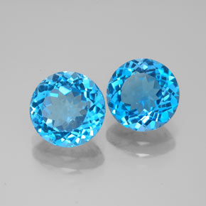 Gemas de topacio azul natural de  ct, corte redondo, VVS-VS